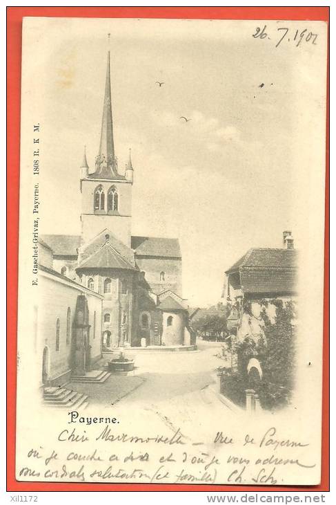 C0986 Payerne, Place De L'Eglise. Précurseur. Cachet 1901. Gaschet-Grivaz 1808 - Payerne