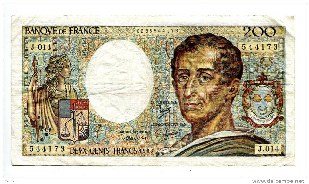 P France 200 Francs "" MONTESQUIEU "" 1983 # 7 - 200 F 1981-1994 ''Montesquieu''