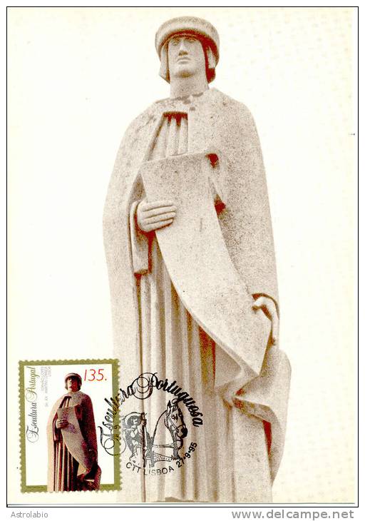 Portugal 1995 " Statue De Fernao Lopes " Carte Maximum Yvert 2079 - Cartoline Maximum