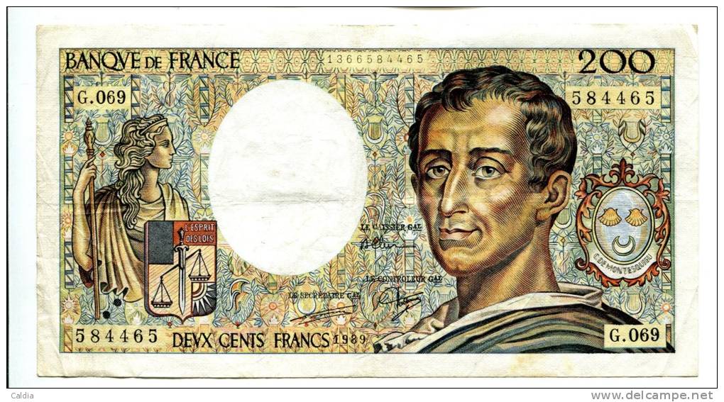 P France 200 Francs "" MONTESQUIEU "" 1989 # 7 - 200 F 1981-1994 ''Montesquieu''