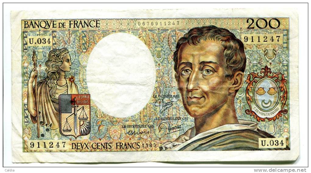 D France 200 Francs "" MONTESQUIEU "" 1985 - 200 F 1981-1994 ''Montesquieu''