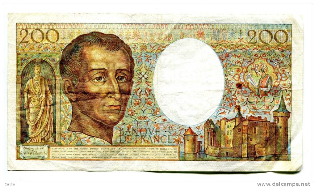 D France 200 Francs "" MONTESQUIEU "" 1985 - 200 F 1981-1994 ''Montesquieu''