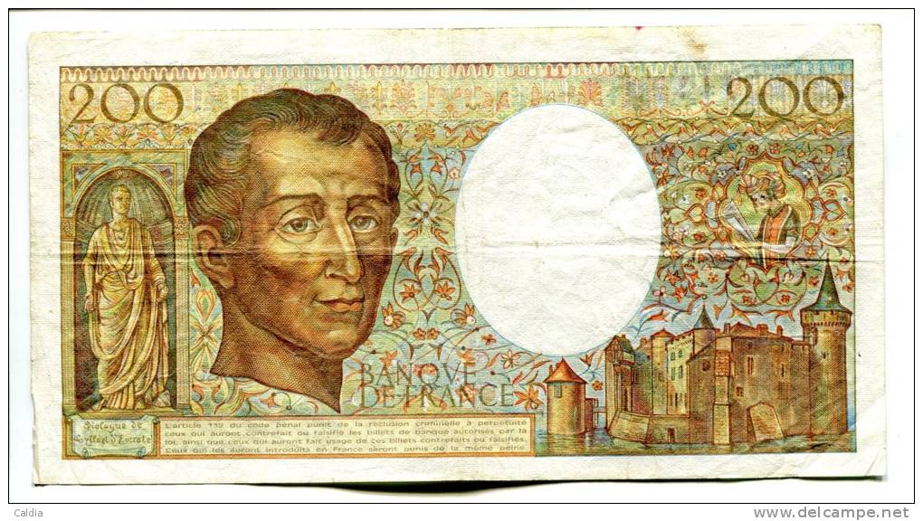 D France 200 Francs "" MONTESQUIEU "" 1989 # 2 - 200 F 1981-1994 ''Montesquieu''