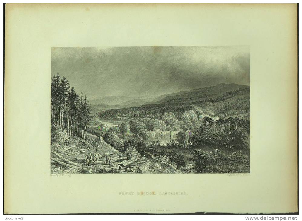 An 1835 Print Of "Newby Bridge, Lancashire" By ´R Roberts´. - Prints & Engravings