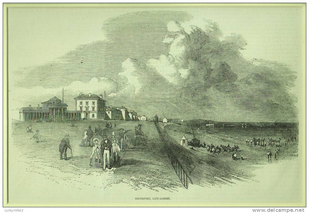 A Mounted C1890 Print Of "Southport, Lancashire". - Prints & Engravings