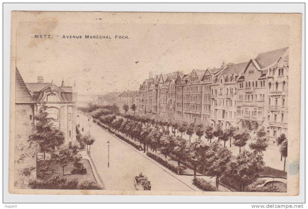 (RECTO / VERSO) METZ EN 1924 - AVENUE DU MARECHAL FOCH - Metz