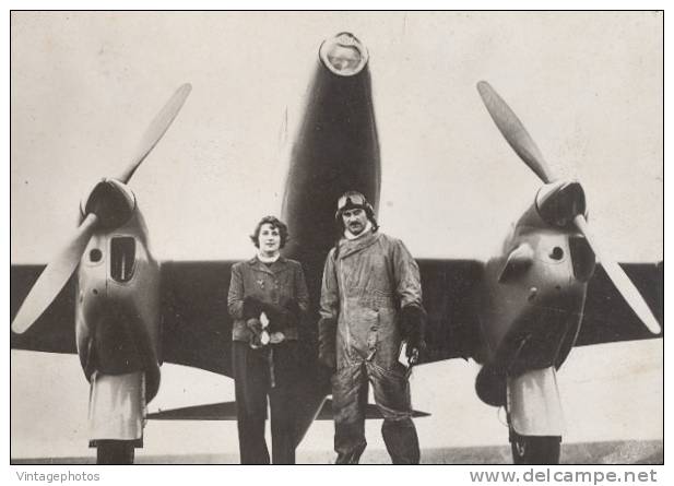Avion De Havilland DH 88 Clouston Et Mrs Kirby-Green Record Londres Le Cap Ancienne Photo 1937 - Luftfahrt