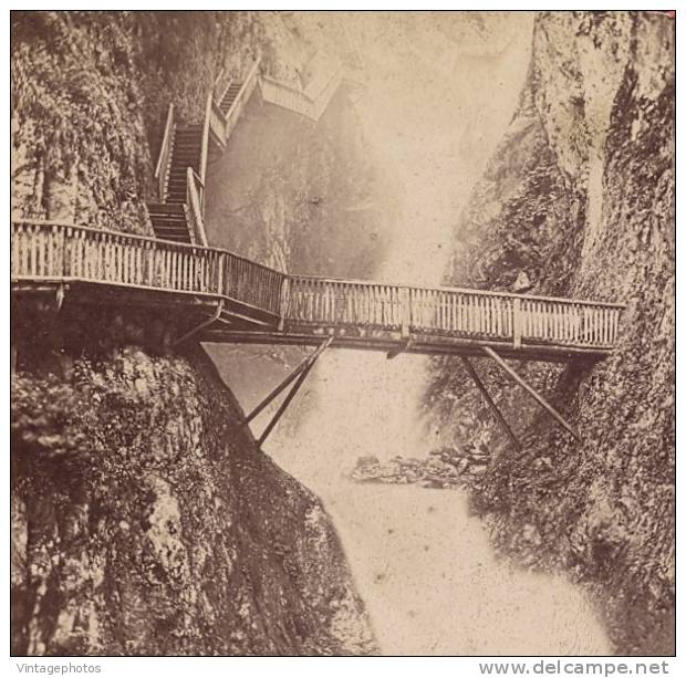 Suisse Gorges Du Durnand Ancienne Photo Stereo Charnaux 1875 - Stereoscoop