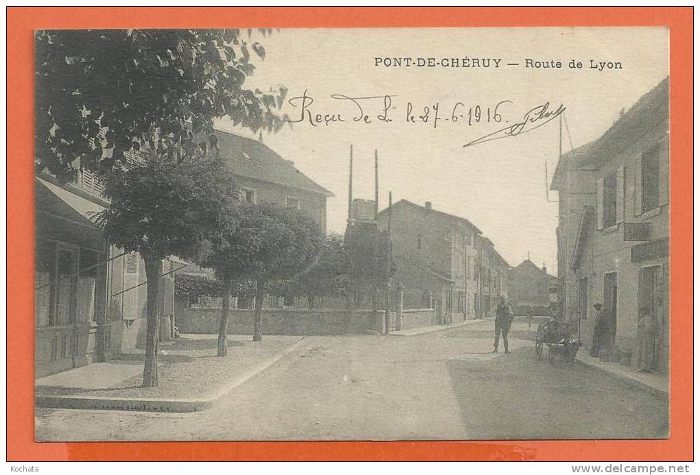 R276, Pont De Chéruy, Route De Lyon, Animée, Attelage De Chien,  Circulée 1916 - Pont-de-Chéruy