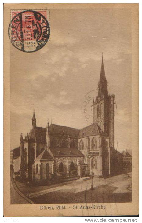 Germany-Postcard 1921-Düren,Rhld.-St Anna-Church-2/scan S . - Dueren