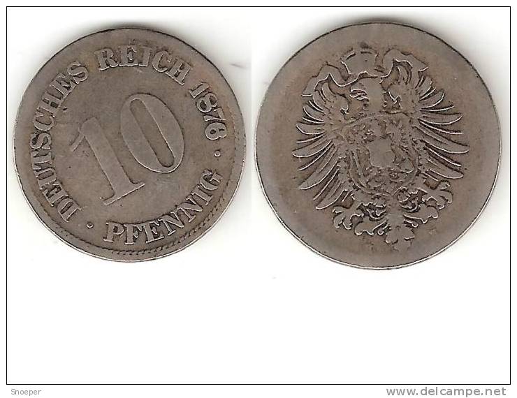 *germany Empire 10 Pfennig 1876 H !!!  Km 4  Look !!! - 10 Pfennig