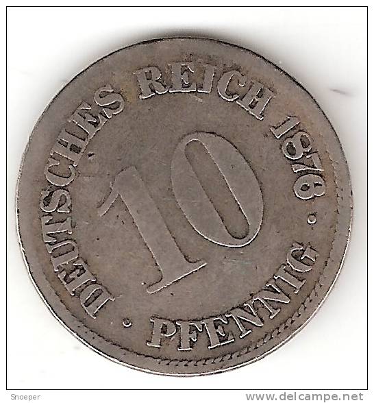 *germany Empire 10 Pfennig 1876 H !!!  Km 4  Look !!! - 10 Pfennig