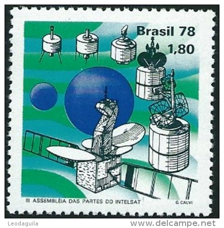 BRAZIL #1576  -  SATELLITE INTELSAT - 3rd ASSEMBLY OF PARTS -  1978 - Unused Stamps