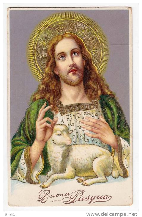 CHRISTIANITY SAINTS JESUS WITH A SHEEP OLD POSTCARD - Saints