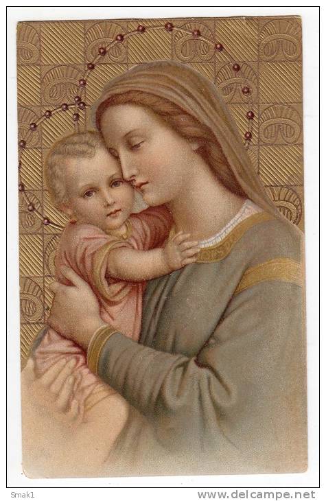 CHRISTIANITY SAINTS BABY JESUS WITH MOTHER MARY OLD POSTCARD - Saints