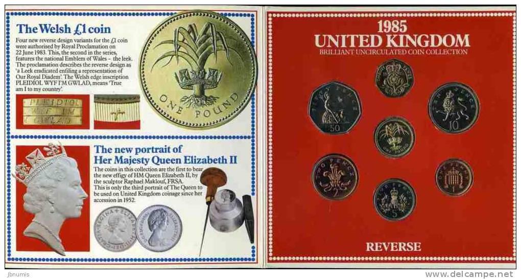 Grande-Bretagne Great Britain Coffret Officiel BU 1 Penny à 1 Pound 1985 KM MS106 - Mint Sets & Proof Sets