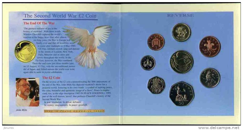 Grande-Bretagne Great Britain Coffret Officiel BU 1 Penny à 1 Pounds 1995 50 Ans De Paix KM MS119 - Mint Sets & Proof Sets