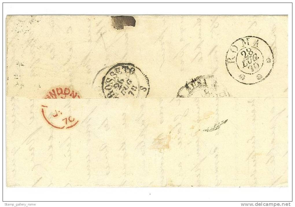 GRAN BRETAGNA - UNIFICATO - N° 34 A - READING  PL. FH HF   22 GIUGNO 1870 - ANNULLO ( PD ) VS ITALIA - Postmark Collection