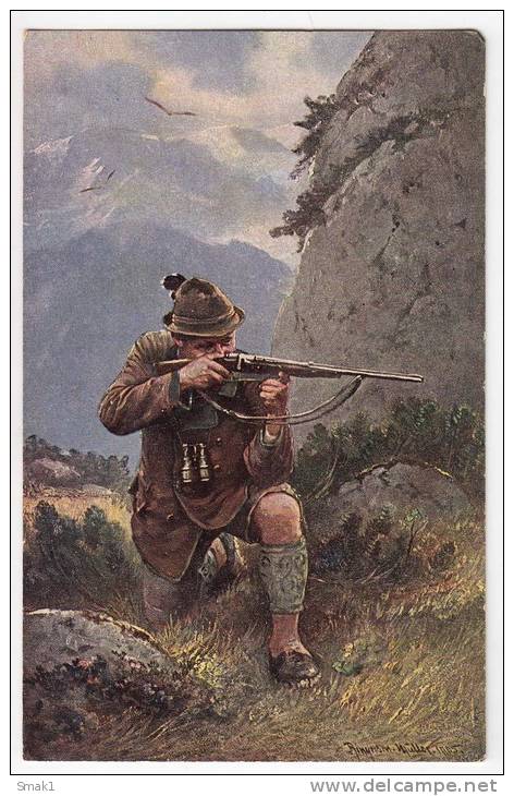 SPORTS HUNTING THE HUNTER SERIE 325 OLD POSTCARD - Hunting