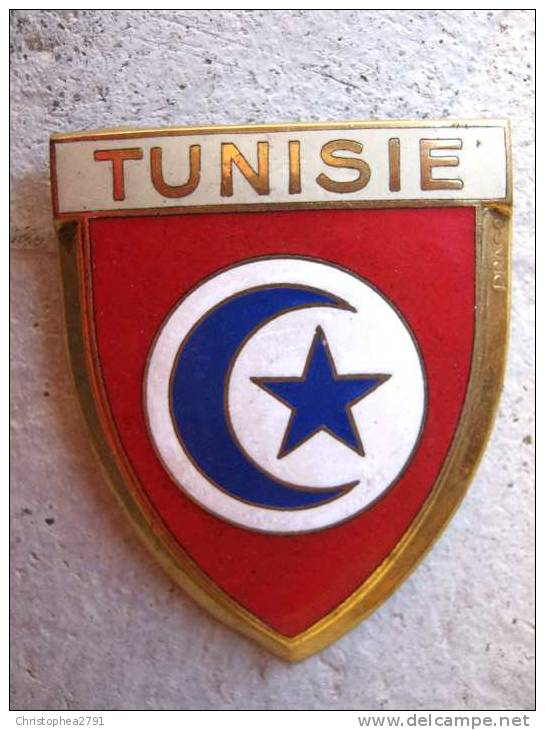 ANCIENNE PLAQUE DE SCOOTER EMAILLEE ANNEE 1950 TUNISIE EXCELLENT ETAT AUCUNS ECLATS DRAGO PARIS - Sonstige & Ohne Zuordnung