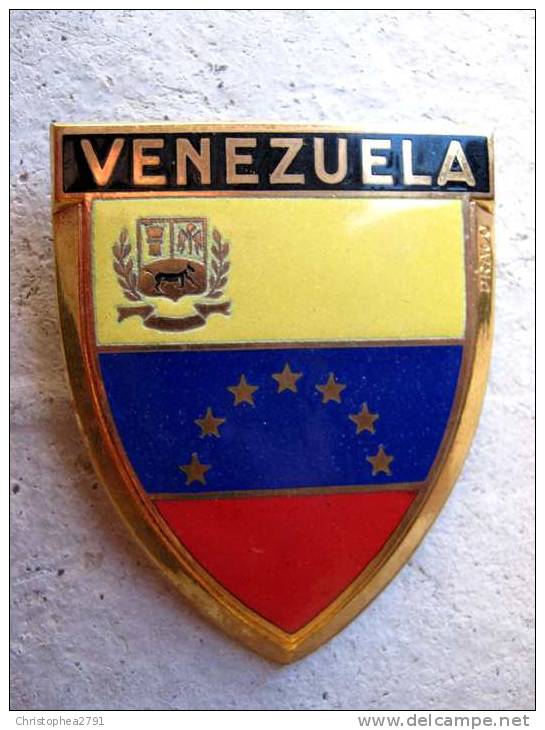 ANCIENNE PLAQUE DE SCOOTER EMAILLEE ANNEE 1950 VENEZUELA EXCELLENT ETAT AUCUNS ECLATS DRAGO PARIS - Autres & Non Classés