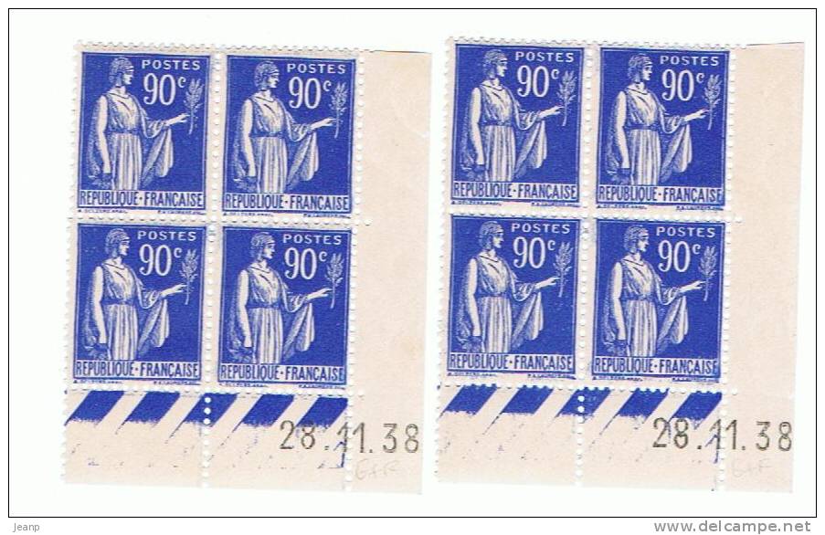 Paix 90c Yvert 368, Paire E+F Du 28-11-38, ** - 1930-1939