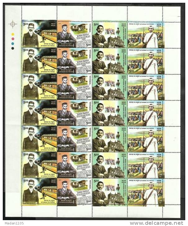 INDIA, 2007,  Centenary Of Satyagraha By Mahatma Gandhi, Full Sheet Of 7 Strips With Traffic Lights,  MNH,(**) - Nuevos