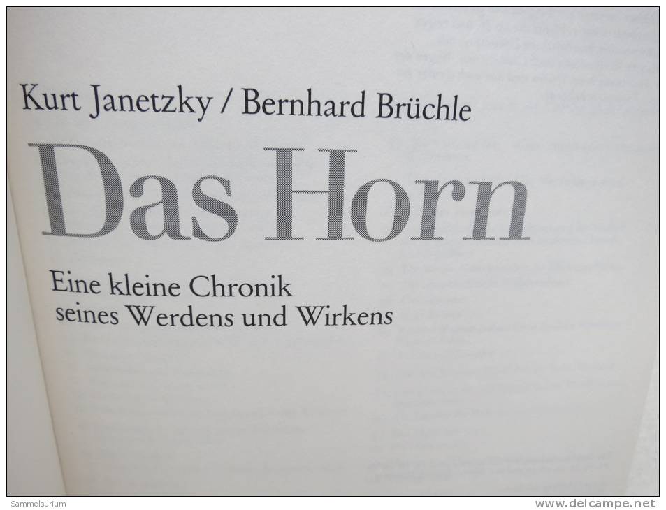 "Das Horn" Von Kurt Janetzky Und Bernhard Brüchle (Hallwag) - Música