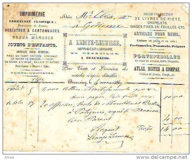 Beauraing - 1876 - 5 Documents - U. Lemye-Lesuisse - Imprimeur-libraire - Notaire Close - Printing & Stationeries