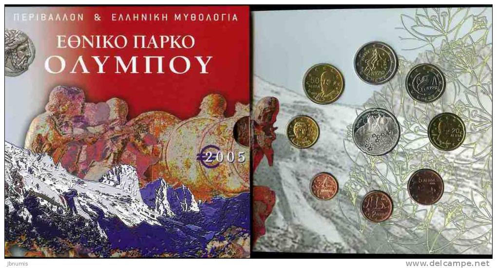 Grèce Greece Coffret Officiel BU 1 Cent à 10 Euro 2005 Argent Mont Olympe - Griekenland