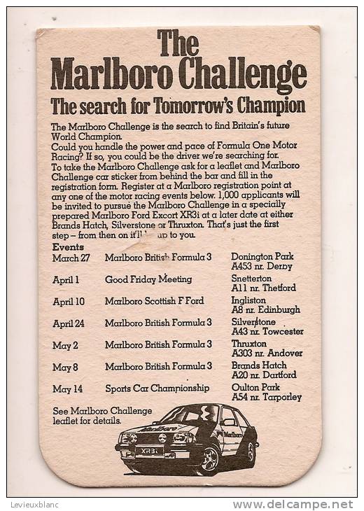 Cigarettes /Marlboro/"The Marlboro Challenge" /années 80      SOUB6 - Portavasos