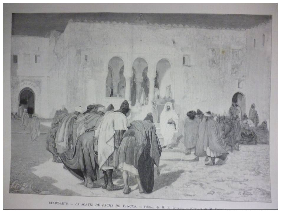 Maroc , La Sortie Du Pacha De Tanger , Gravure Dochy Dessin Bourde 1890 - Documents Historiques