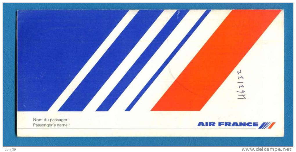 D462 / Billet D´avion Airplane Ticket AIR FRANCE - SOFIA - PARIS  Bulgaria Bulgarie Bulgarien France Frankreich Fr - Europa