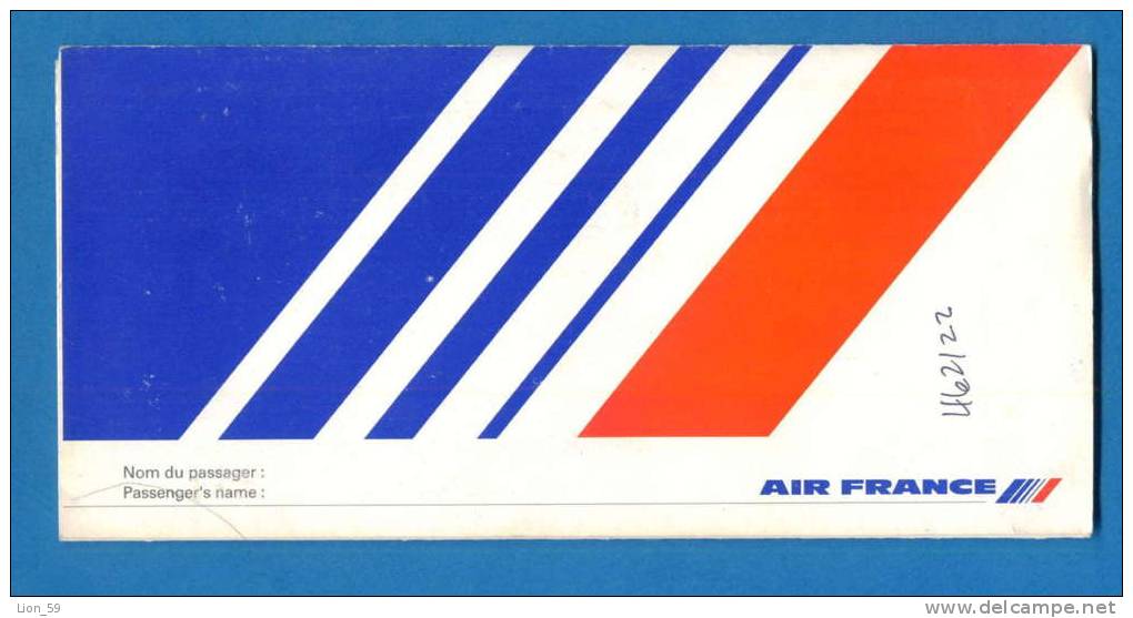 D463 / Billet D´avion Airplane Ticket AIR FRANCE - SOFIA - PARIS  Bulgaria Bulgarie Bulgarien France Frankreich Fr - Europa