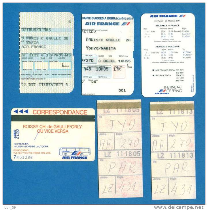 D463 / Billet D´avion Airplane Ticket AIR FRANCE - SOFIA - PARIS  Bulgaria Bulgarie Bulgarien France Frankreich Fr - Europa