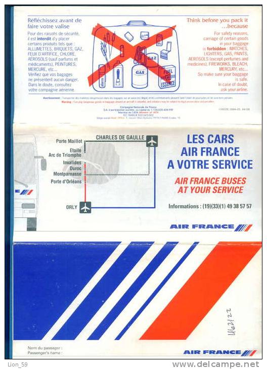 D463 / Billet D´avion Airplane Ticket AIR FRANCE - SOFIA - PARIS  Bulgaria Bulgarie Bulgarien France Frankreich Fr - Europa