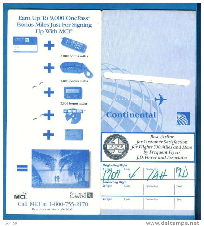 D476 / Billet D´avion Airplane Ticket CONTINENTAL - SOFIA ZURICH LONDON ZURICH SOFIA BULGARIA Switzerland Great Br - Europa