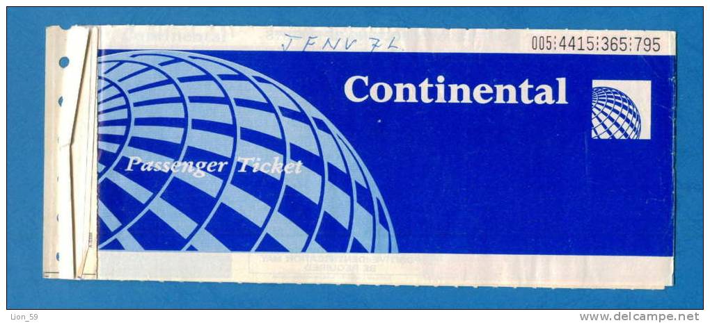 D476 / Billet D´avion Airplane Ticket CONTINENTAL - SOFIA ZURICH LONDON ZURICH SOFIA BULGARIA Switzerland Great Br - Europe