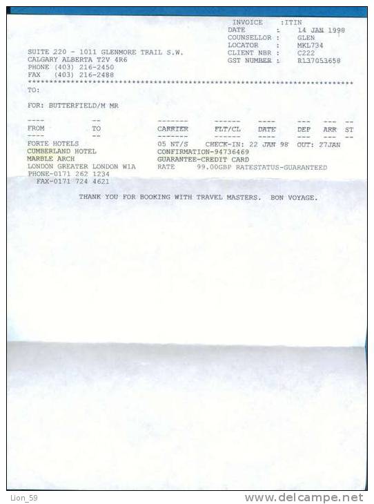 D476 / Billet D´avion Airplane Ticket CONTINENTAL - SOFIA ZURICH LONDON ZURICH SOFIA BULGARIA Switzerland Great Br - Europe
