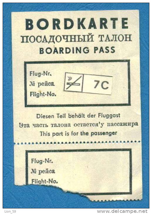 D457 / BORDKARTE , BOARDING PASS - Russia Russie Russland Rusland - Instapkaart