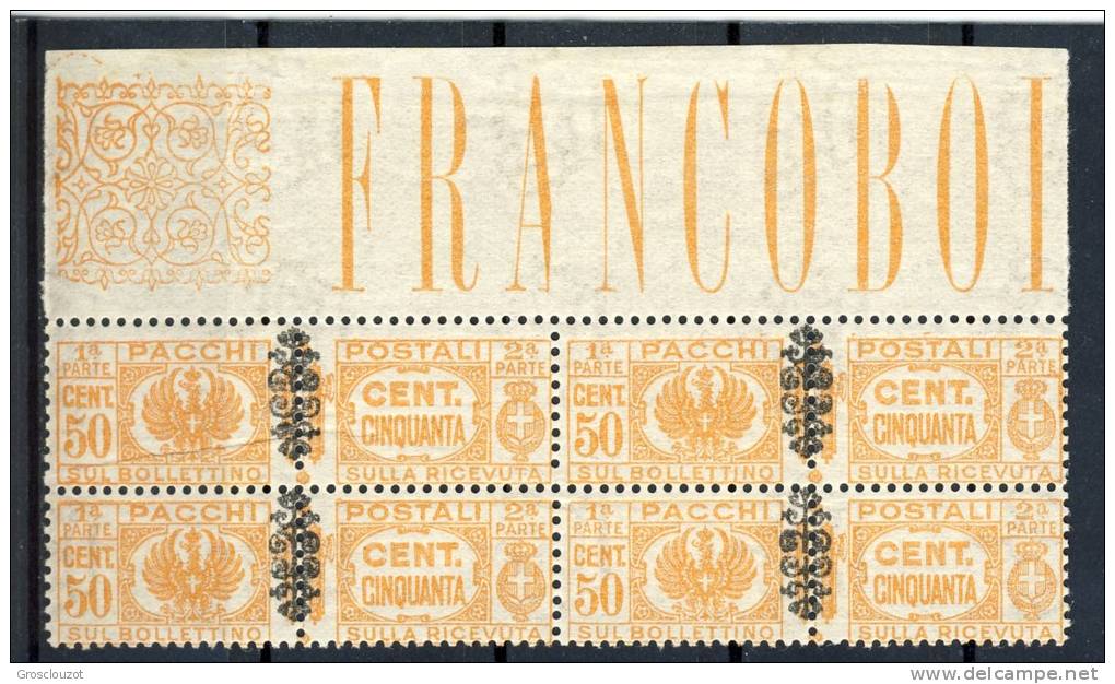 Luogotenenza Pacchi Sassone N. 52, Quartina Bordo Di Foglio MNH - Postal Parcels