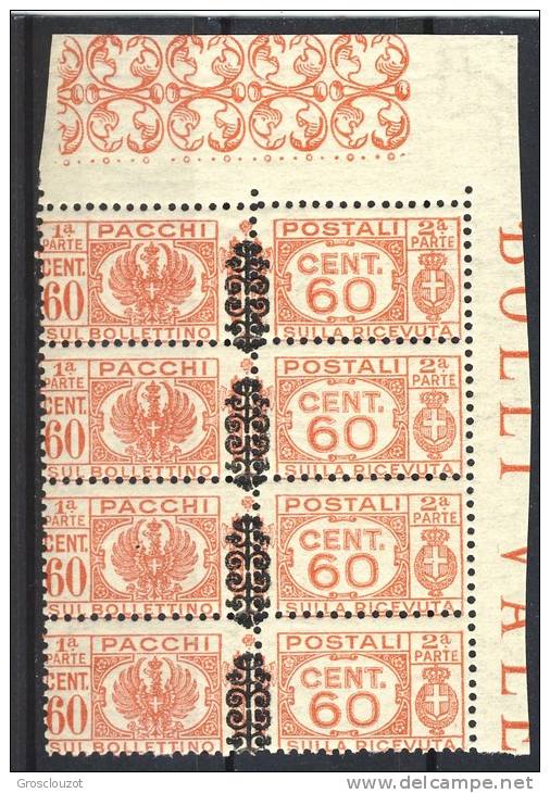 Luogotenenza Pacchi Sassone N. 53 Rosso, Quattro In Verticale Bordo Di Foglio MNH - Postal Parcels