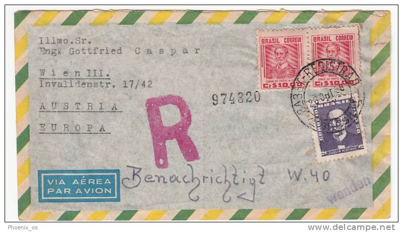 BRAZIL - Cover, Year 1956. Registered. Air Mail - Brieven En Documenten