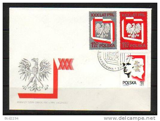 POLAND FDC 1974 30TH ANNIVIVERSARY OF PRL People´s Republic Of Poland Polish Eagle Emblem Communism - Other & Unclassified