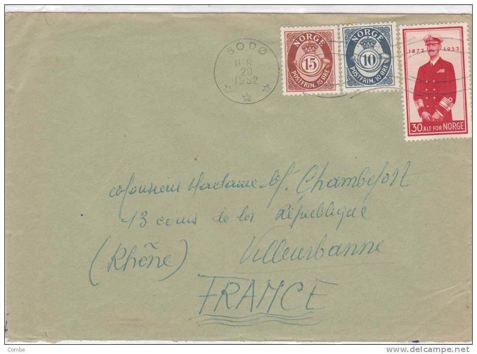 LETTRE COVER, NORVEGE 1952, BODO Pour La FRANCE /2874 - Lettres & Documents