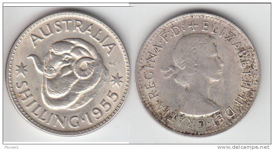 QUALITY **** AUSTRALIE - AUSTRALIA - 1 SHILLING - ONE SHILLING 1955 - ARGENT - SILVER **** EN ACHAT IMMEDIAT !!! - Shilling