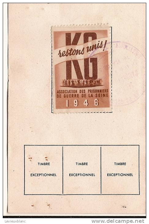 Carte D´Adhérent/Ass. Des Prisonniers De Guerre/ Département De La Seine/ Auberviliers/1946  VP501 - Unclassified