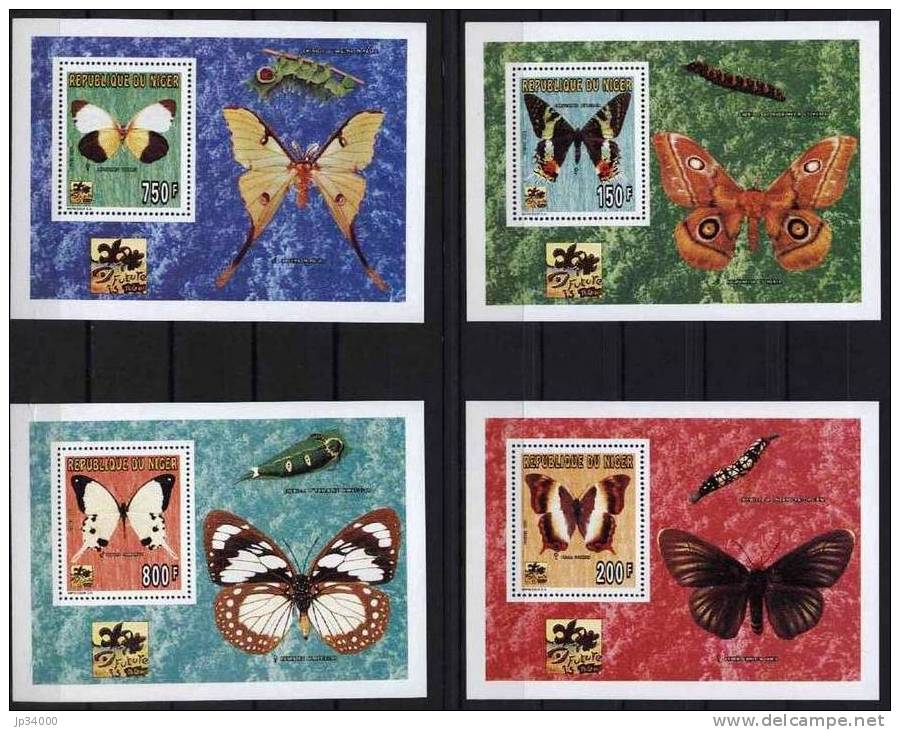 NIGER: Papillons 4 BLOCS DE LUXE Dentelés émis En 1995. (neuf Sans Charniere **) MNH Perforate - Papillons