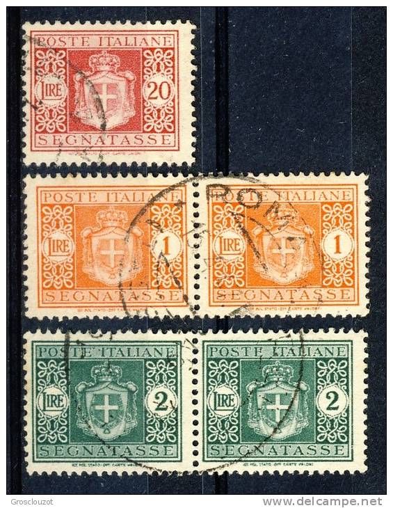 Luogotenenza, Segnatasse 1945. Stemma Senza Fasci. Filigrana Ruota. Sassone 92, 93 (coppie) E 96 Usati - Postage Due