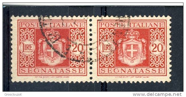 Luogotenenza, Segnatasse 1945. Stemma Senza Fasci. Filigrana Ruota. Sassone 96 Coppia Orizzontale Usati - Postage Due